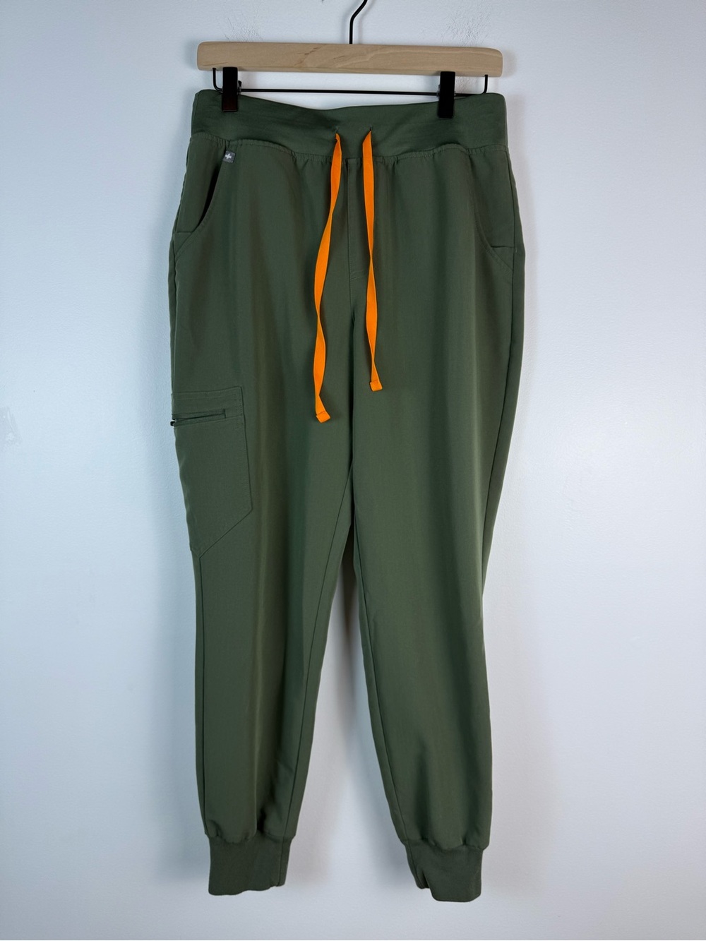 Figs Olive Green Jogger Pants with Orange Drawstring